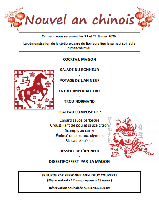 Menu du nouvel an chinois